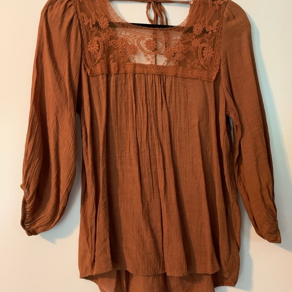 Forever 21 Lace inset rust colored top size Medium - Picture 1 of 10